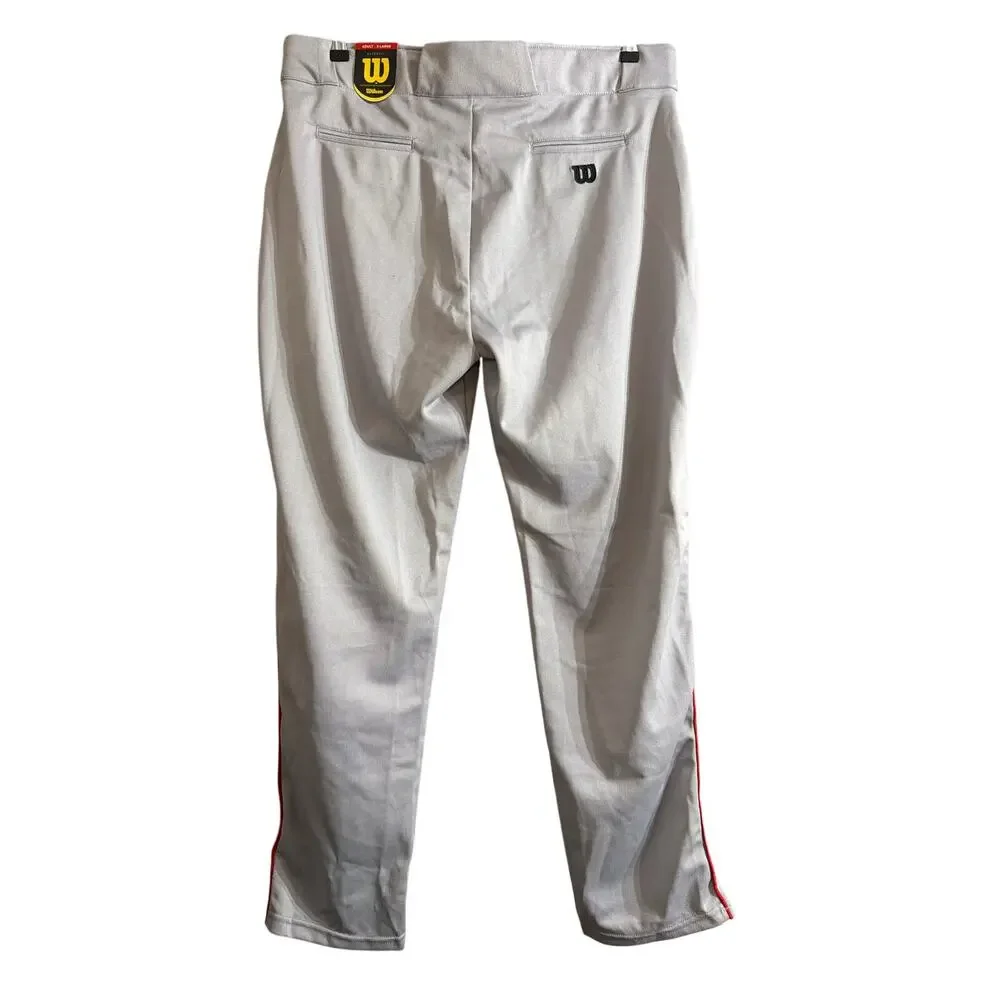 Wilson Adult Gray w/ Red Stripe Baseball Pants Size X-Large Extra Large  XL New
